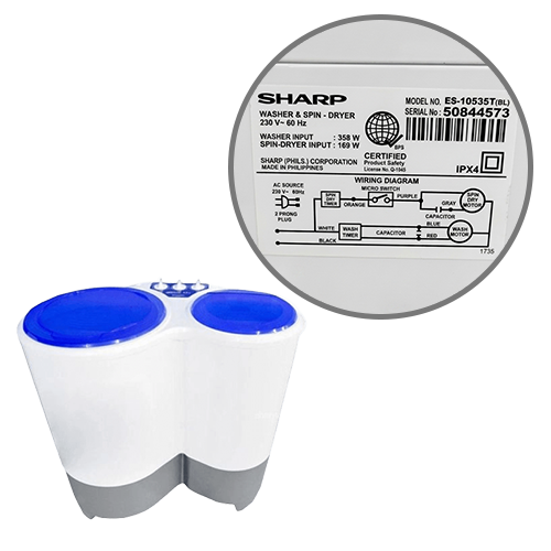Sharp Twin Tub Washer | ES-10535T(BL) 3 Sharp Twin Tub Washer | ES-10535T(BL) - Image 3